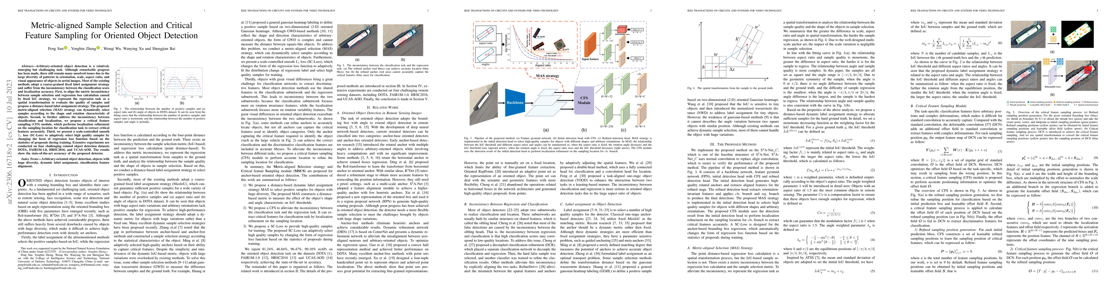 Thumbnail for Metric-aligned Sample Selection and Critical Feature Sampling for
  Oriented Object Detection