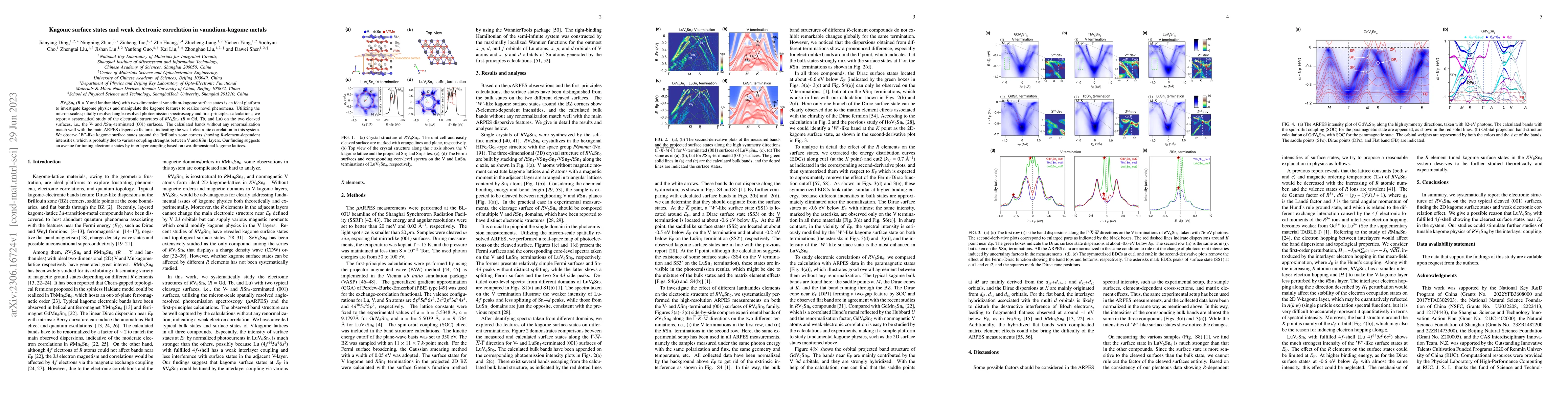 Thumbnail for Kagome surface states and weak electronic correlation in vanadium-kagome
  metals