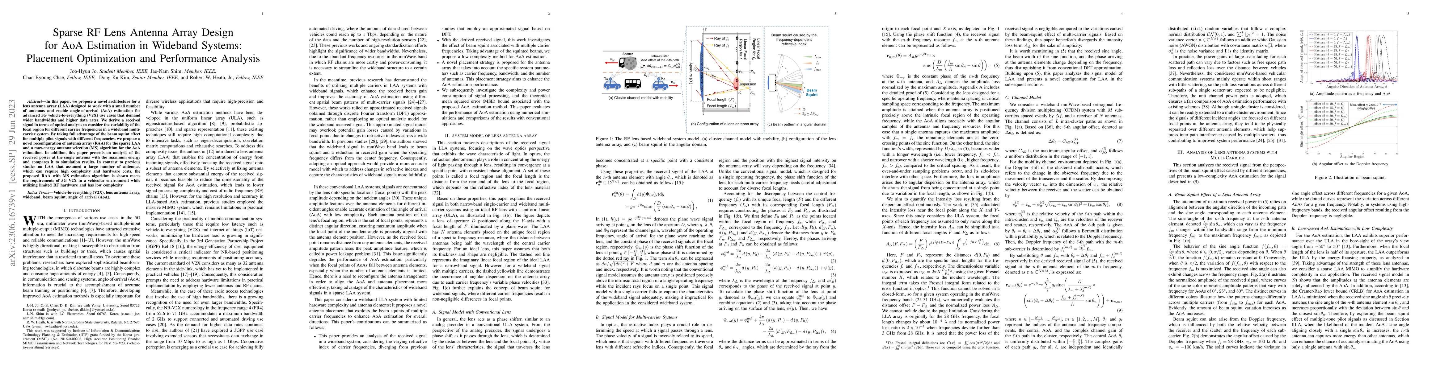 Thumbnail for Sparse RF Lens Antenna Array Design for AoA Estimation in Wideband
  Systems: Placement Optimization and Performance Analysis
