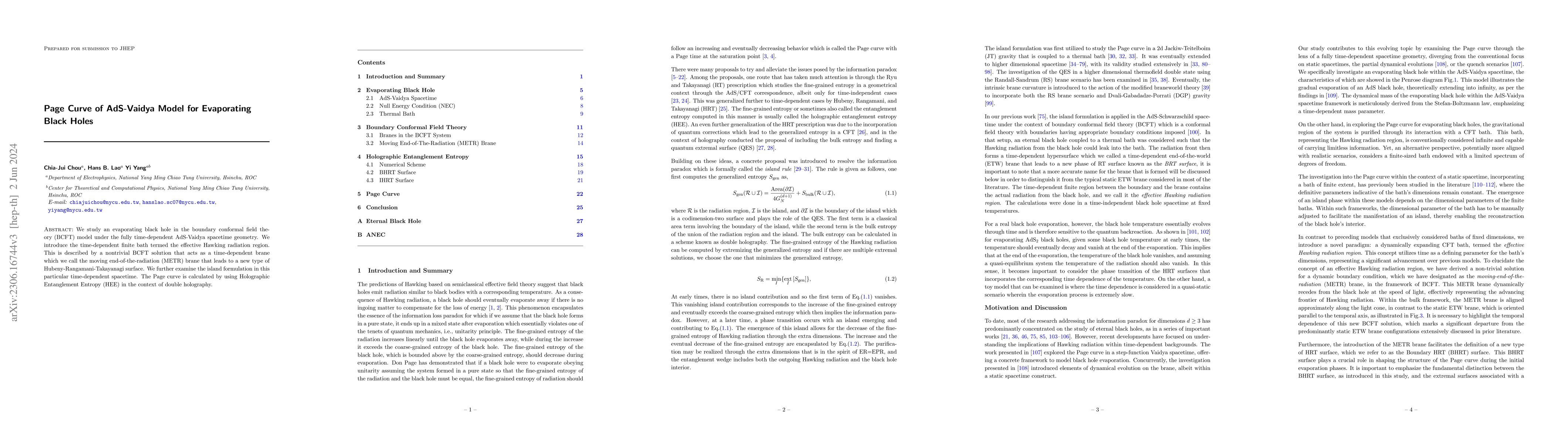 Thumbnail for Page Curve of AdS-Vaidya Model for Evaporating Black Holes