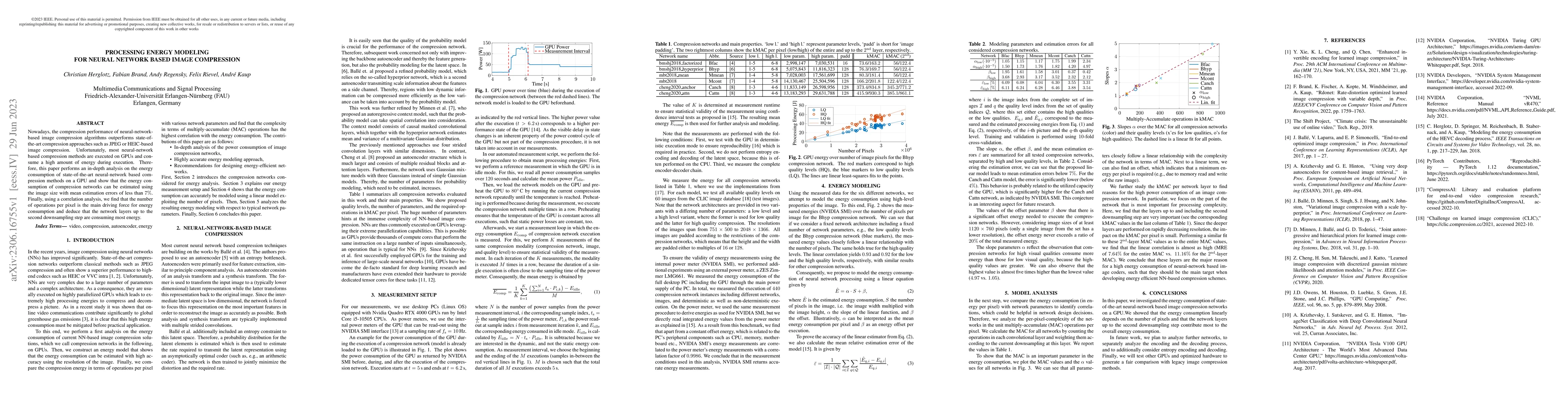 Thumbnail for Processing Energy Modeling for Neural Network Based Image Compression