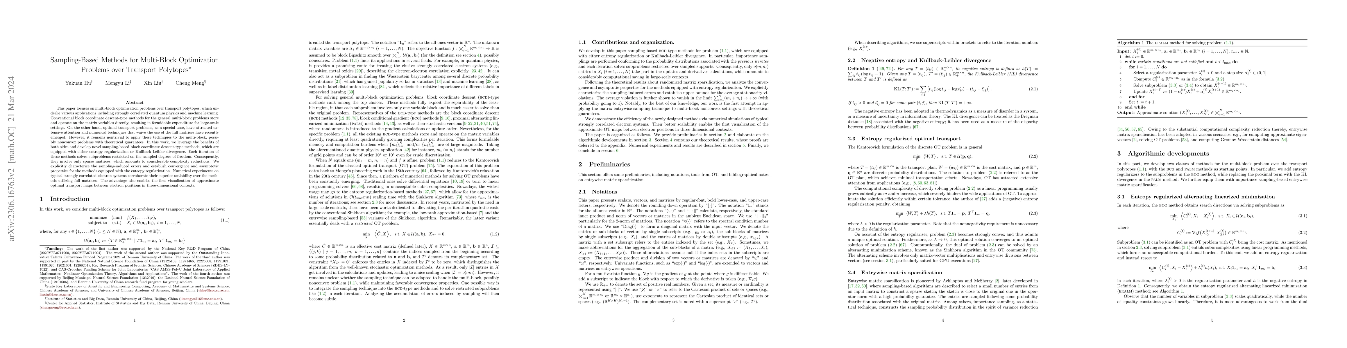 Thumbnail for Sampling-Based Methods for Multi-Block Optimization Problems over
  Transport Polytopes