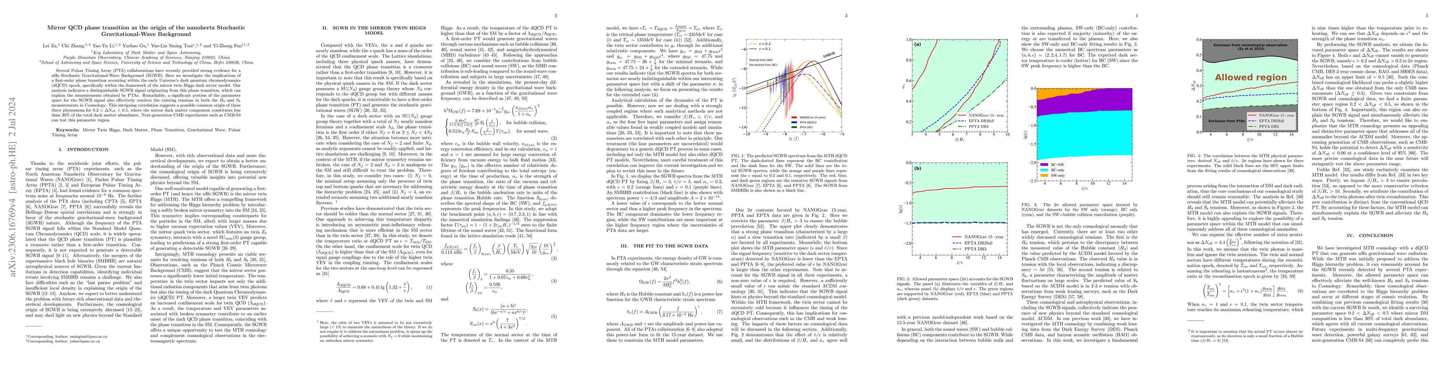Thumbnail for Mirror QCD phase transition as the origin of the nanohertz Stochastic
  Gravitational-Wave Background