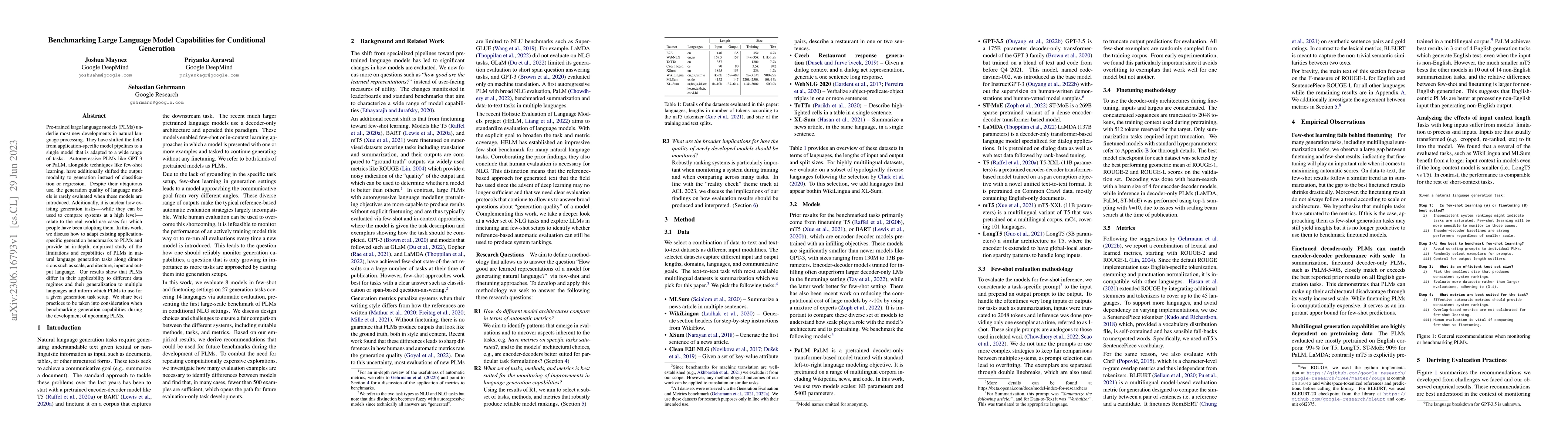 Thumbnail for Benchmarking Large Language Model Capabilities for Conditional
  Generation
