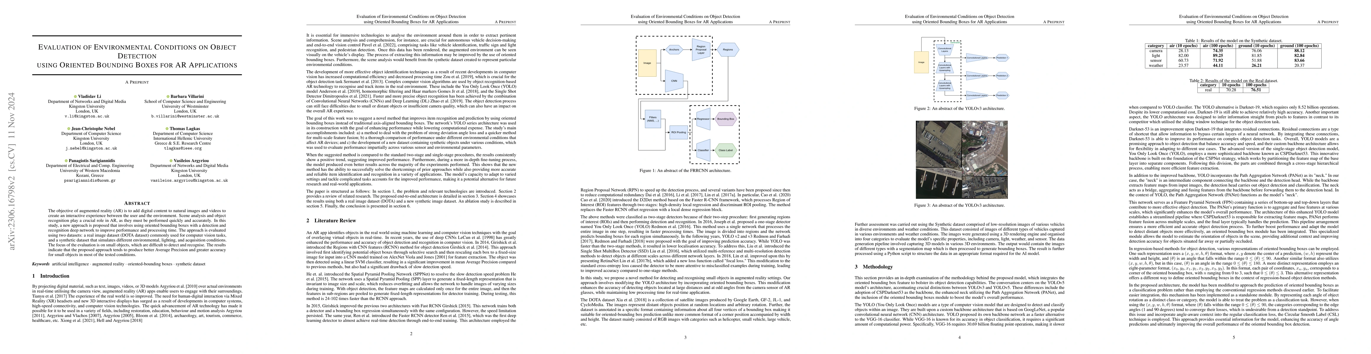 Thumbnail for Evaluation of Environmental Conditions on Object Detection using
  Oriented Bounding Boxes for AR Applications