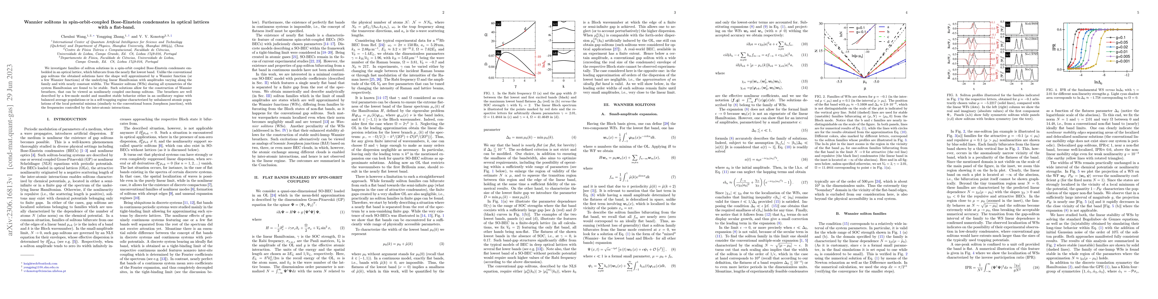 Thumbnail for Wannier solitons in spin-orbit-coupled Bose-Einstein condensates in
  optical lattices with a flat-band