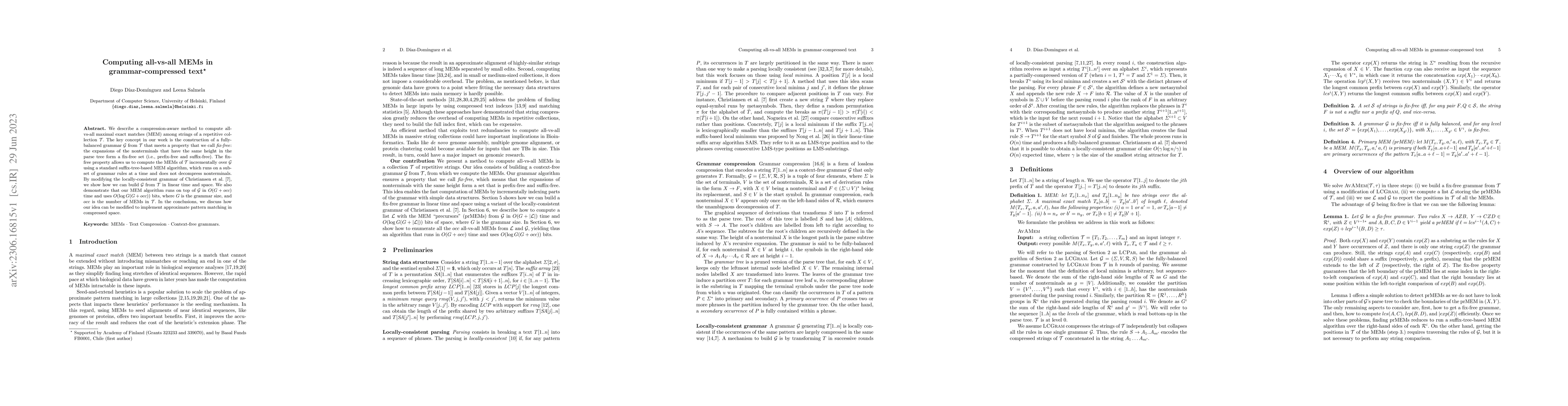 Thumbnail for Computing all-vs-all MEMs in grammar-compressed text