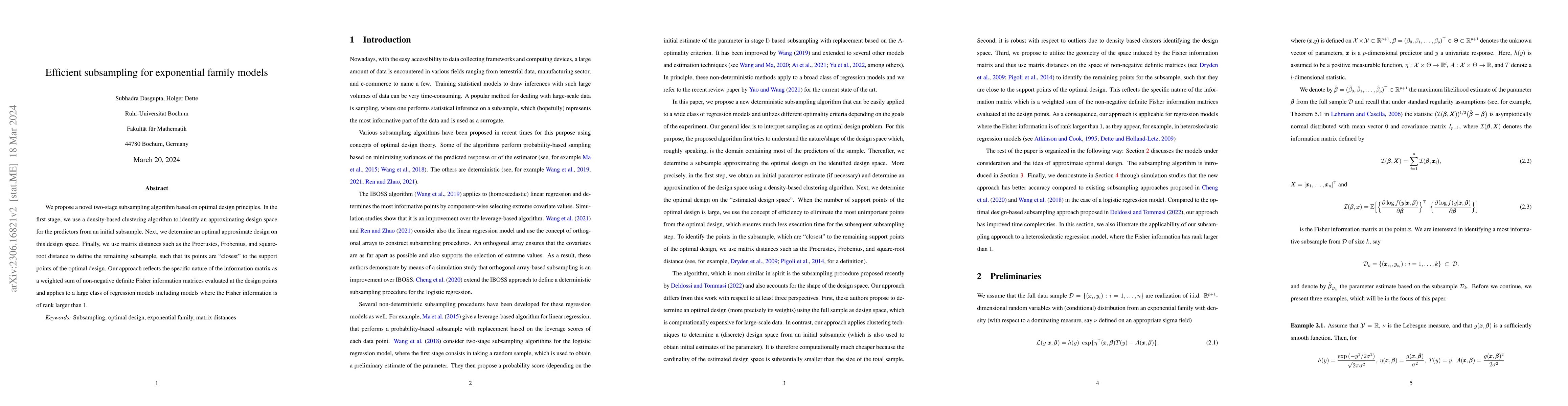 Thumbnail for Efficient subsampling for exponential family models