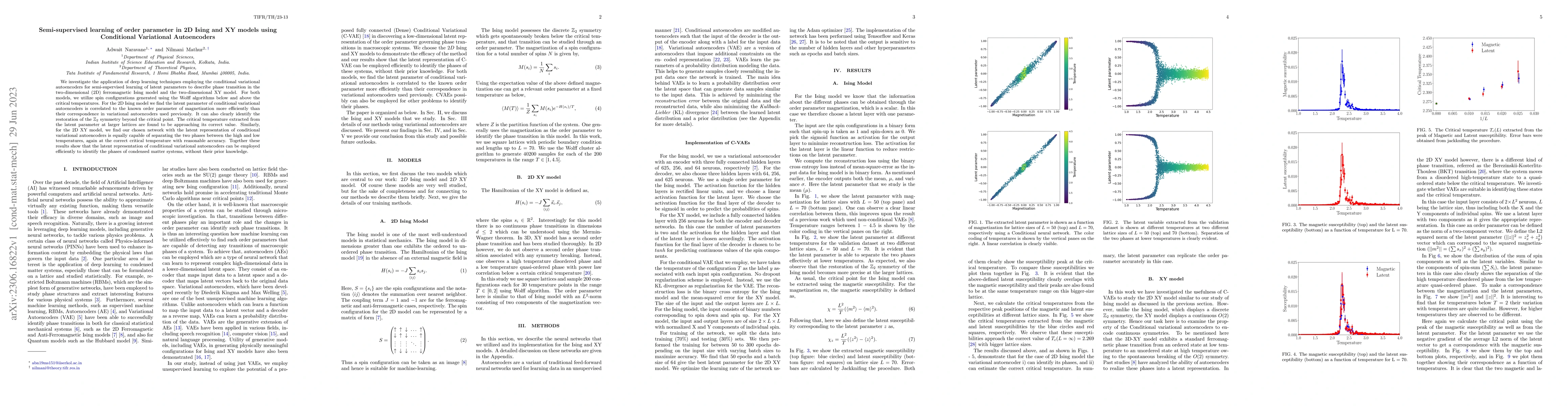 Thumbnail for Semi-supervised learning of order parameter in 2D Ising and XY models
  using Conditional Variational Autoencoders