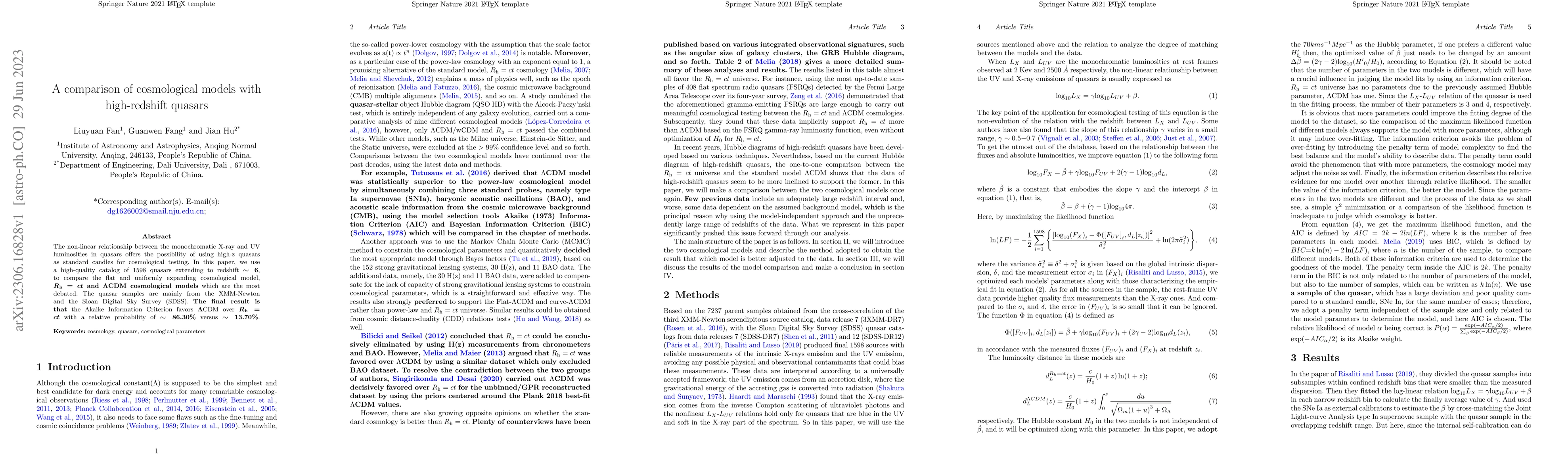 Thumbnail for A comparison of cosmological models with high-redshift quasars
