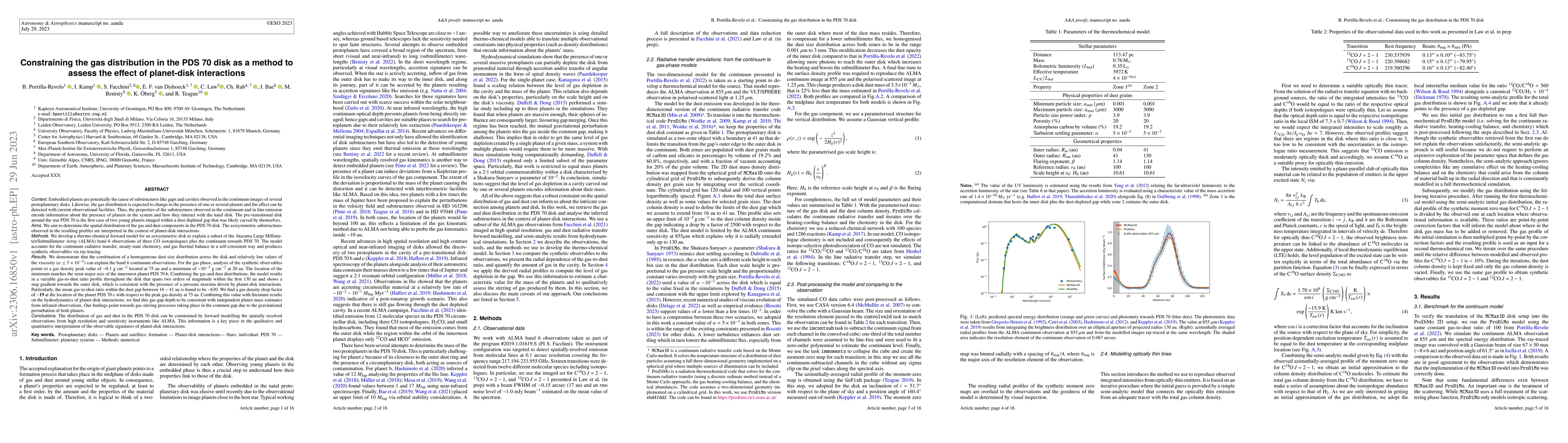 Thumbnail for Constraining the gas distribution in the PDS 70 disk as a method to
  assess the effect of planet-disk interactions