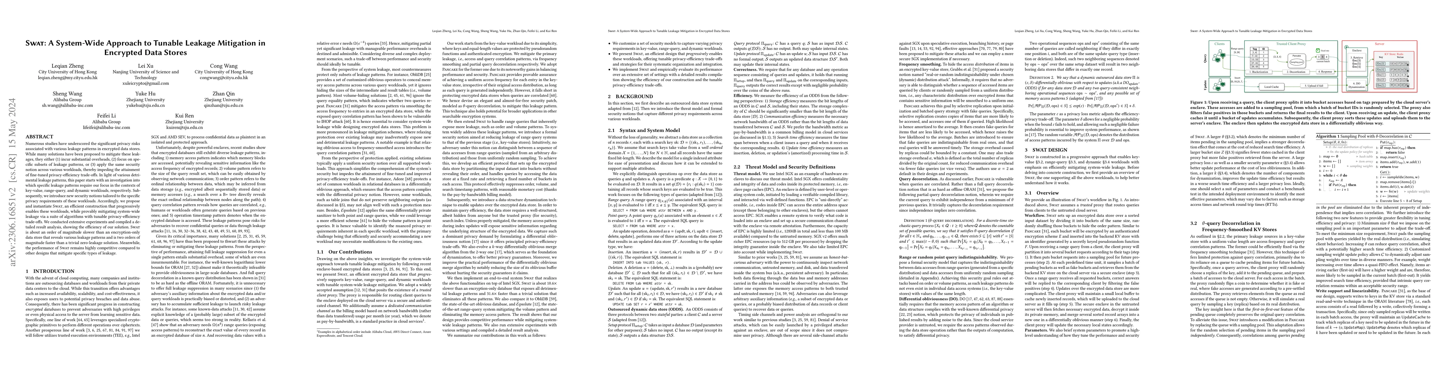 Thumbnail for SWAT: A System-Wide Approach to Tunable Leakage Mitigation in Encrypted
  Data Stores