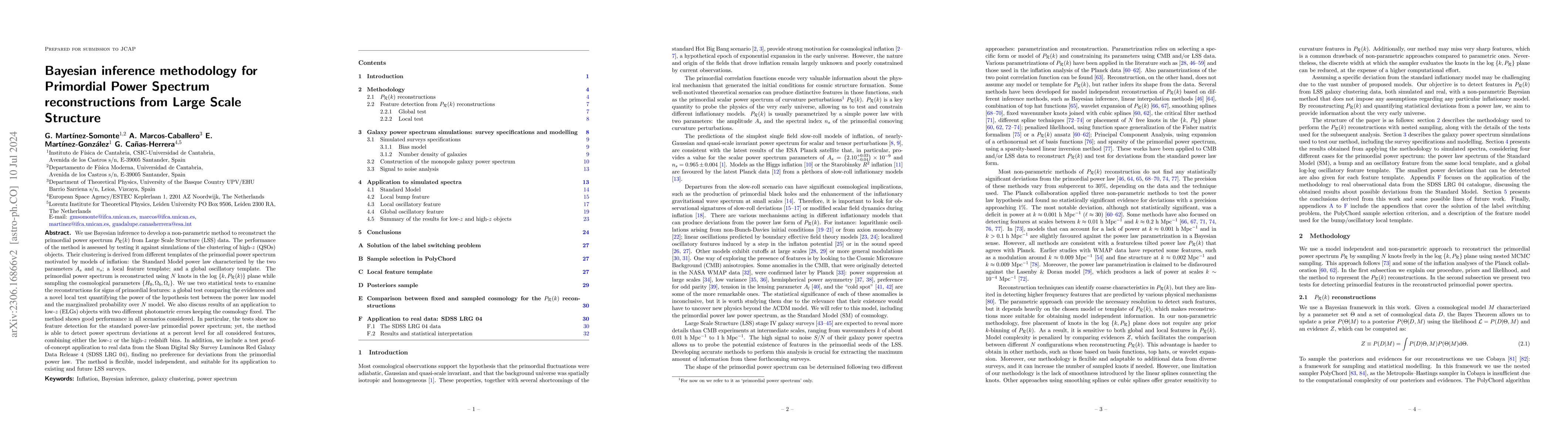 Thumbnail for Bayesian inference methodology for Primordial Power Spectrum
  reconstructions from Large Scale Structure