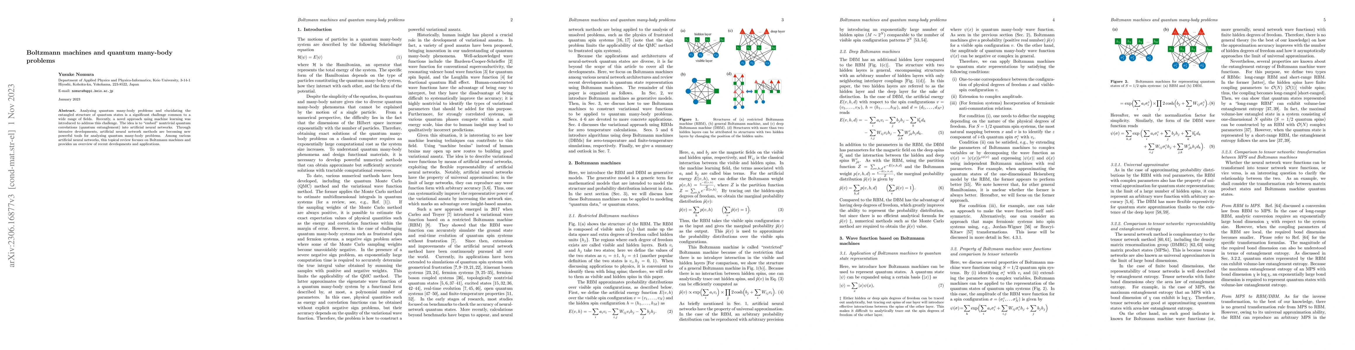 Thumbnail for Boltzmann machines and quantum many-body problems