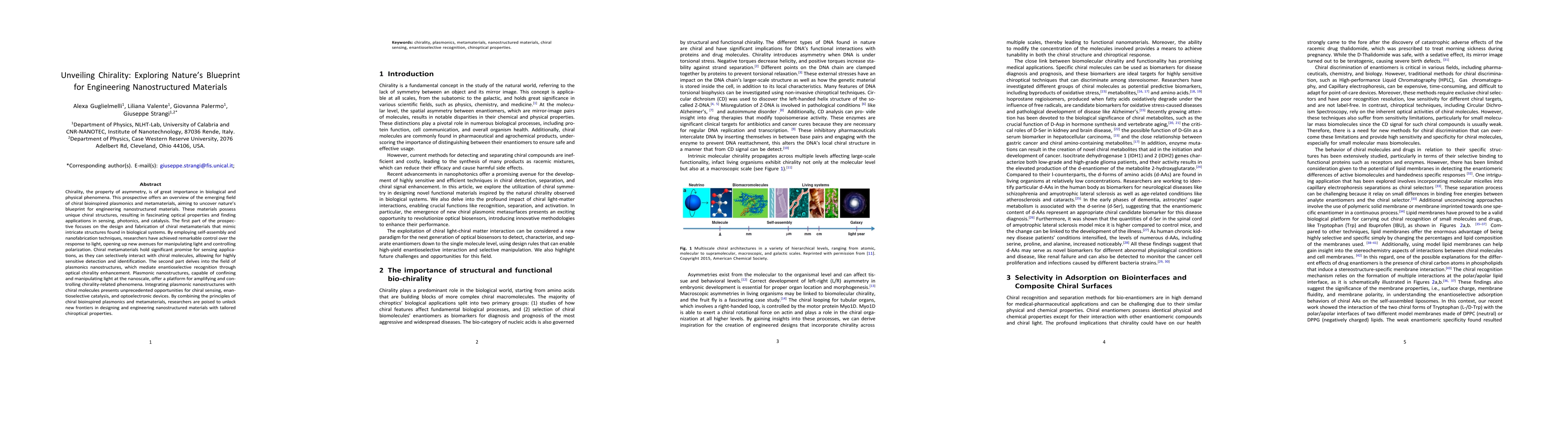 Thumbnail for Unveiling Chirality: Exploring Nature's Blueprint for Engineering
  Nanostructured Materials