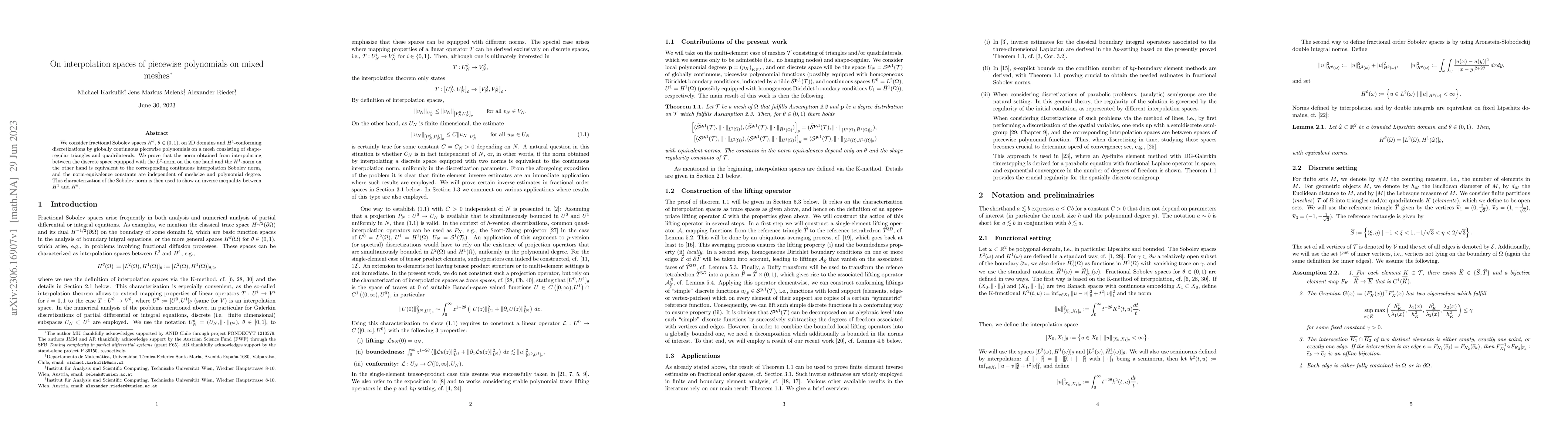 Thumbnail for On interpolation spaces of piecewise polynomials on mixed meshes