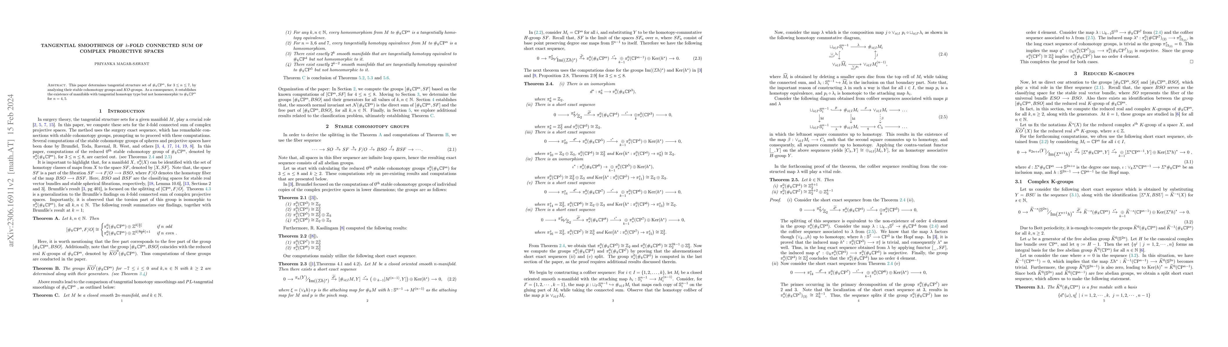 Thumbnail for Tangential smoothings of $k$-fold connected sum of complex projective
  spaces