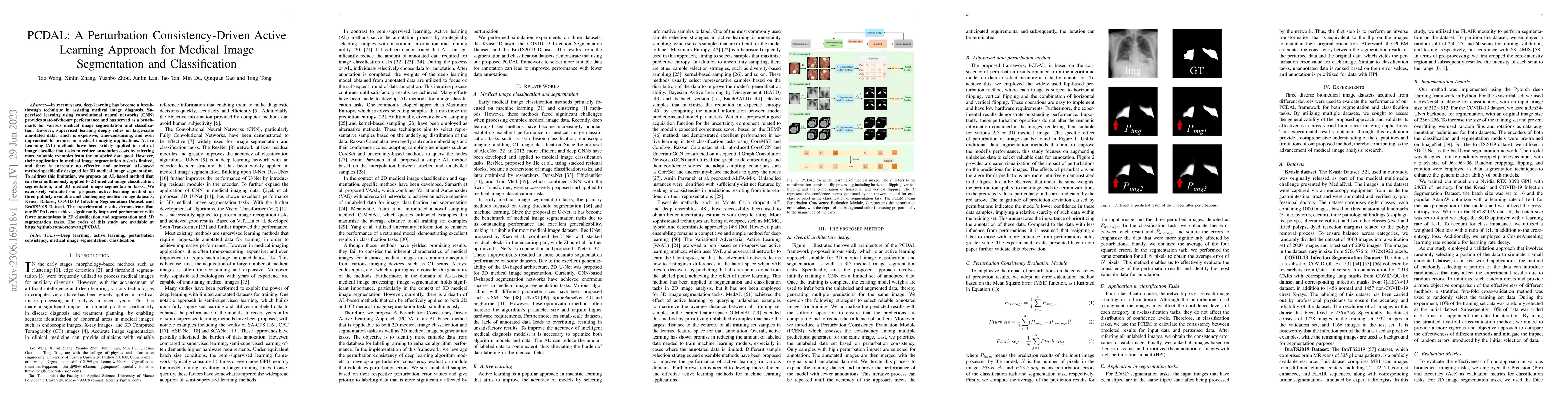 Thumbnail for PCDAL: A Perturbation Consistency-Driven Active Learning Approach for
  Medical Image Segmentation and Classification