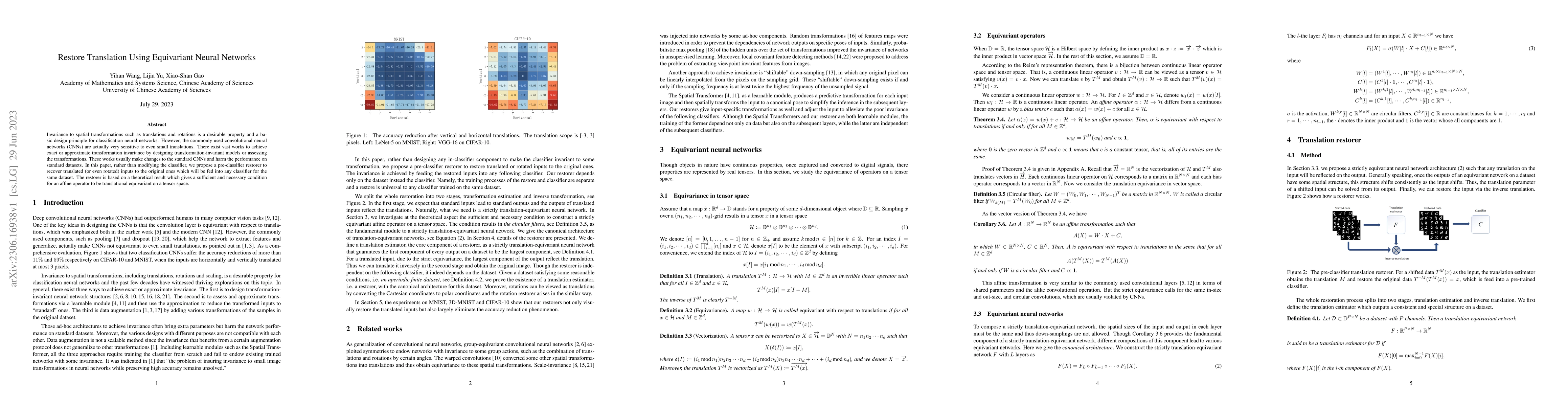 Thumbnail for Restore Translation Using Equivariant Neural Networks