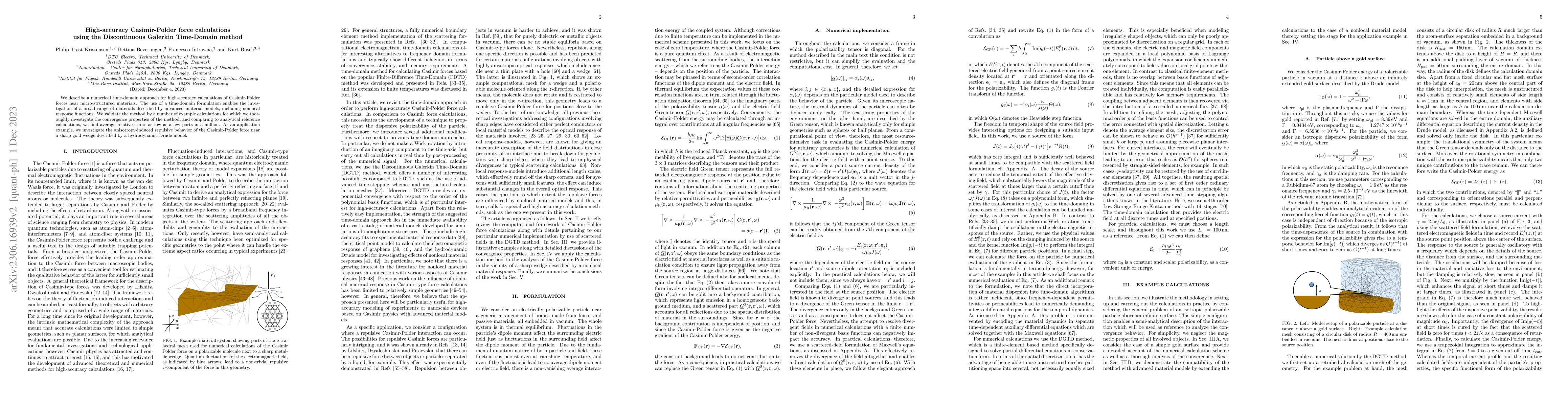 Thumbnail for High-accuracy Casimir-Polder force calculations using the Discontinuous
  Galerkin Time-Domain method