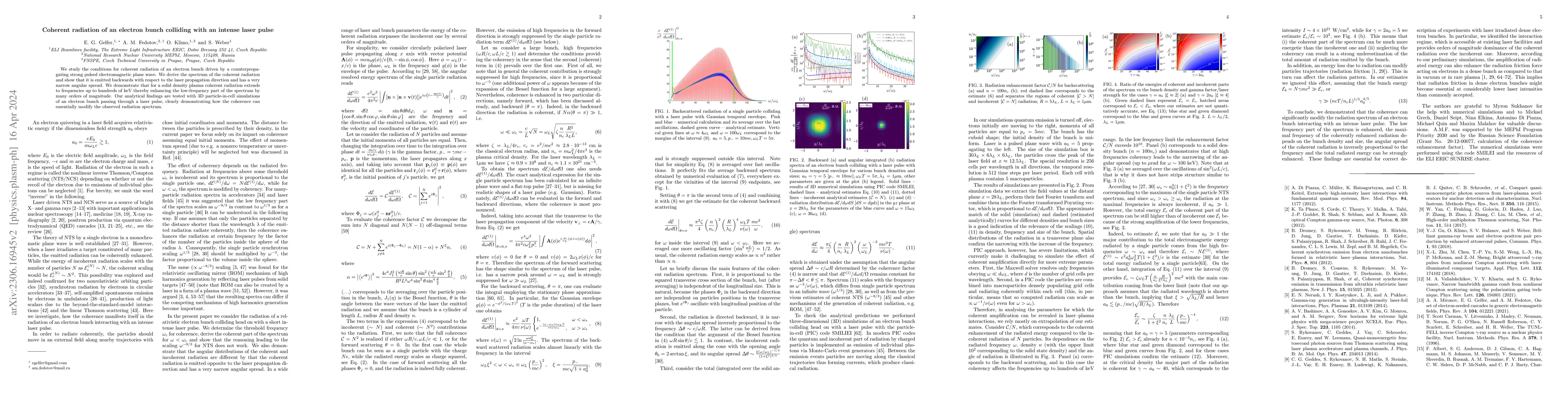 Thumbnail for Coherent radiation of an electron bunch colliding with an intense laser
  pulse
