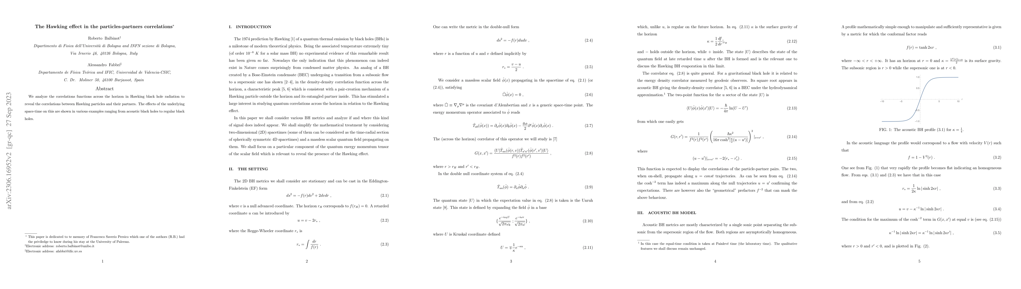 Thumbnail for The Hawking effect in the particles-partners correlations
