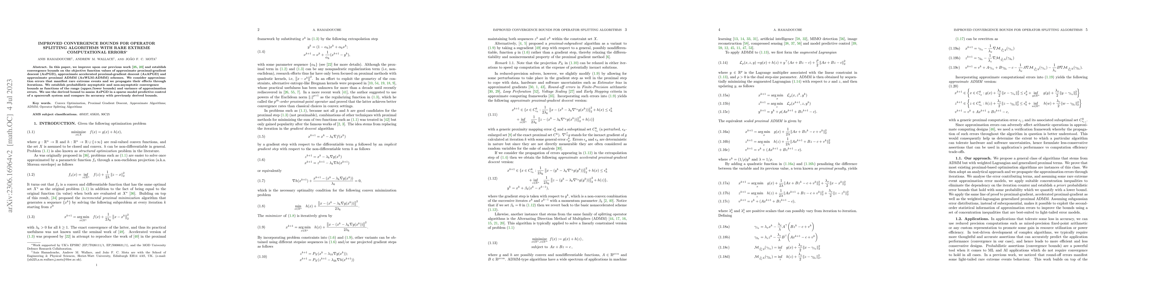 Thumbnail for Improved Convergence Bounds For Operator Splitting Algorithms With Rare
  Extreme Errors