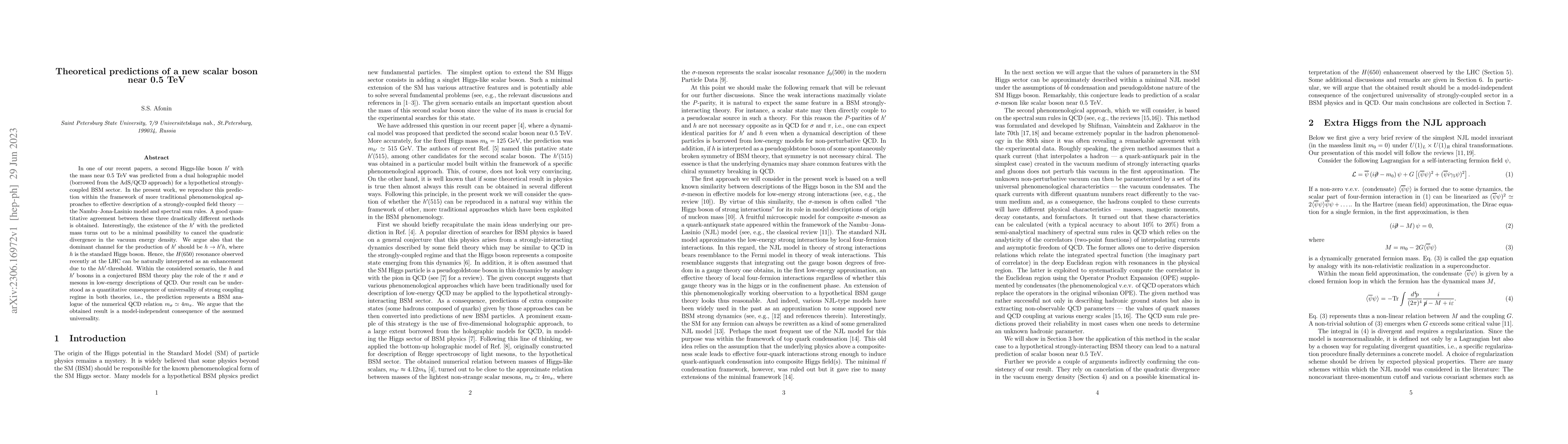 Thumbnail for Theoretical predictions of a new scalar boson near 0.5 TeV