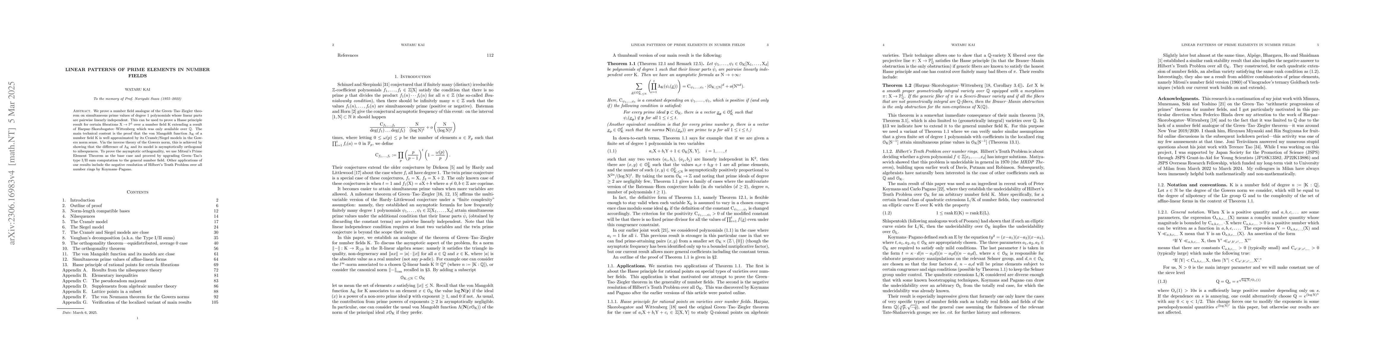 Thumbnail for Linear patterns of prime elements in number fields