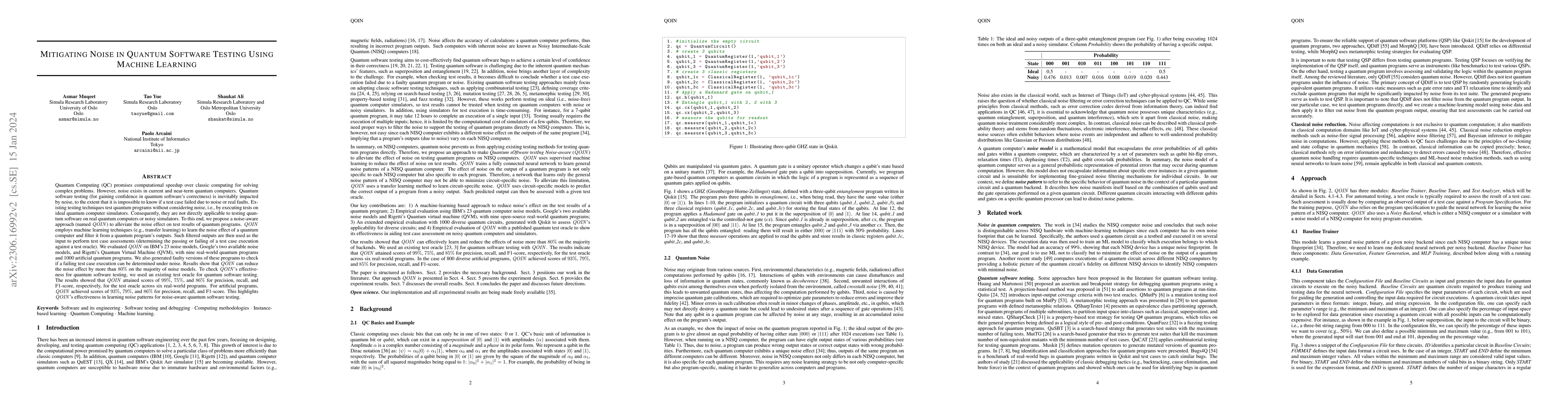 Thumbnail for Mitigating Noise in Quantum Software Testing Using Machine Learning