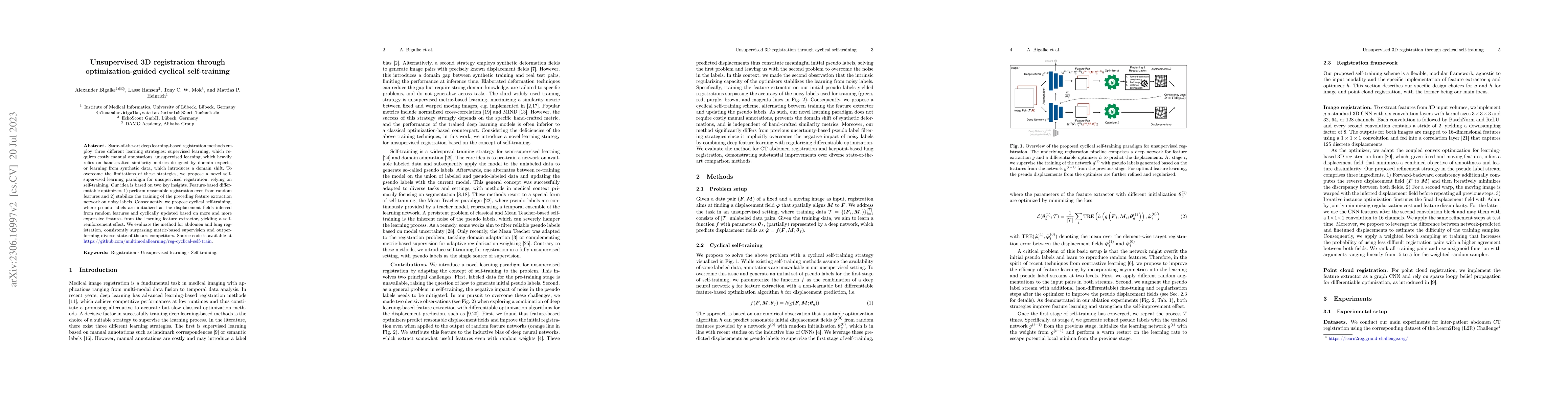Thumbnail for Unsupervised 3D registration through optimization-guided cyclical
  self-training
