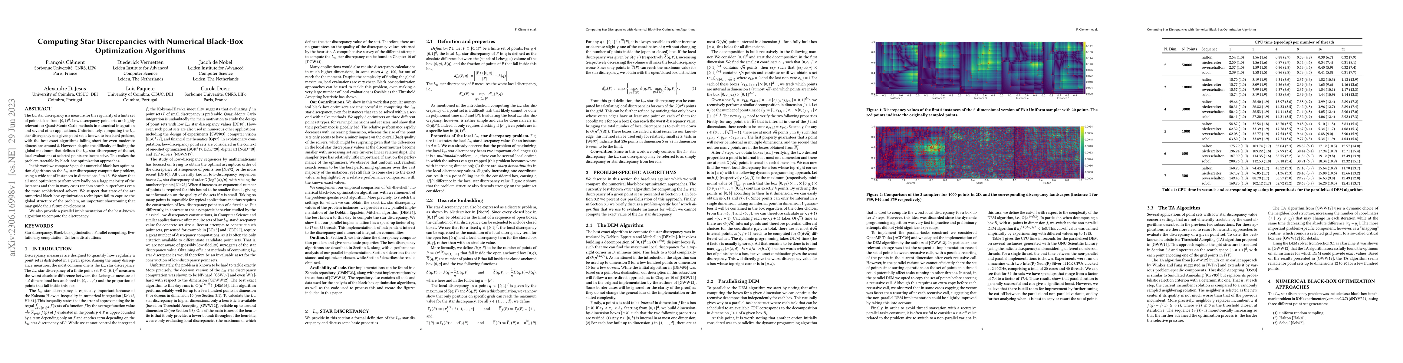 Thumbnail for Computing Star Discrepancies with Numerical Black-Box Optimization
  Algorithms