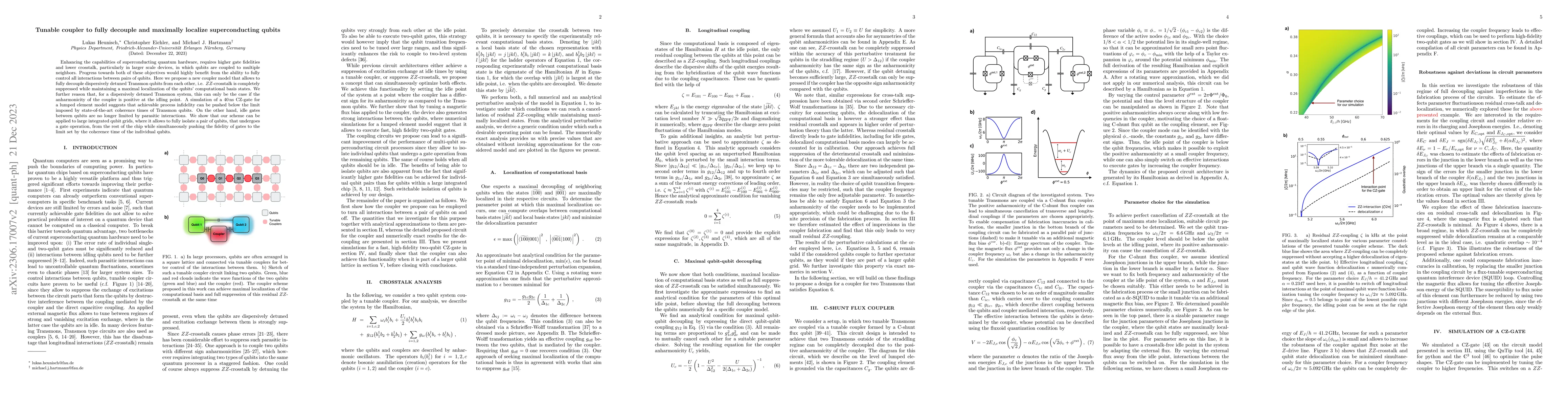 Thumbnail for Tunable coupler to fully decouple and maximally localize superconducting
  qubits