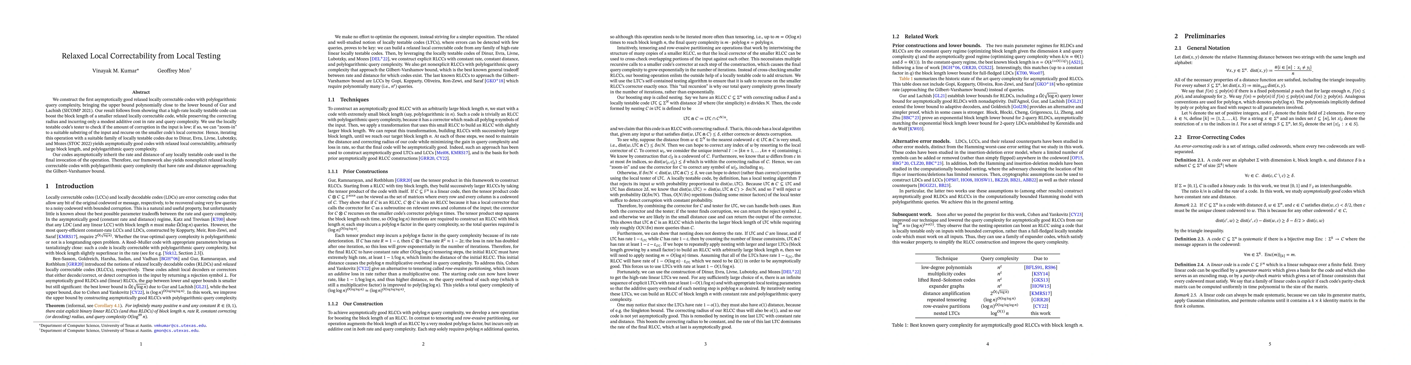 Thumbnail for Relaxed Local Correctability from Local Testing