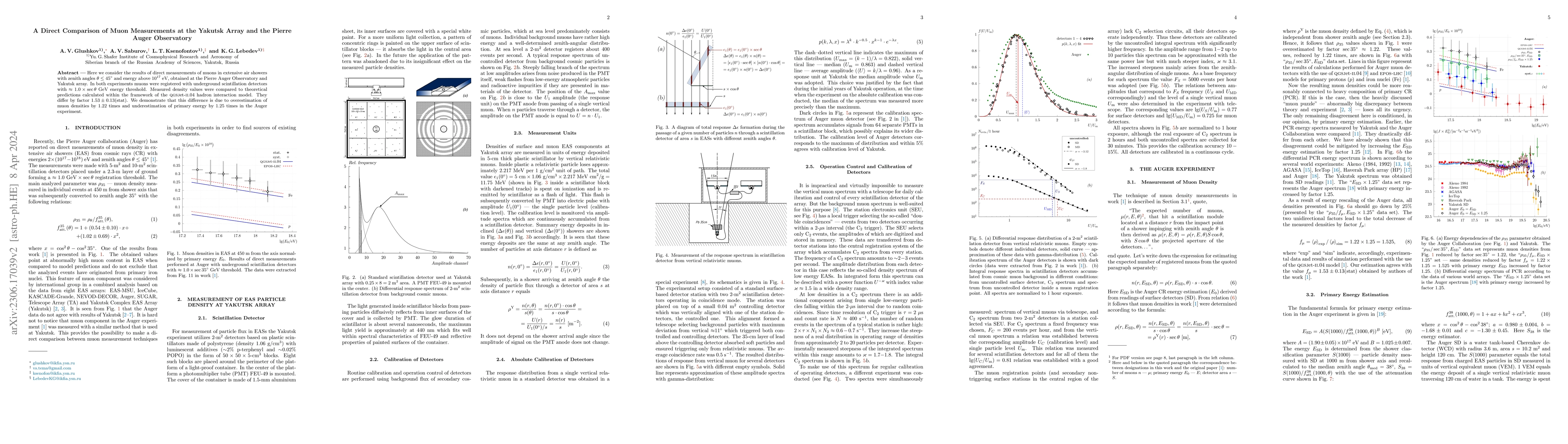 Thumbnail for A Direct Comparison of Muon Measurements at the Yakutsk Array and the
  Pierre Auger Observatory