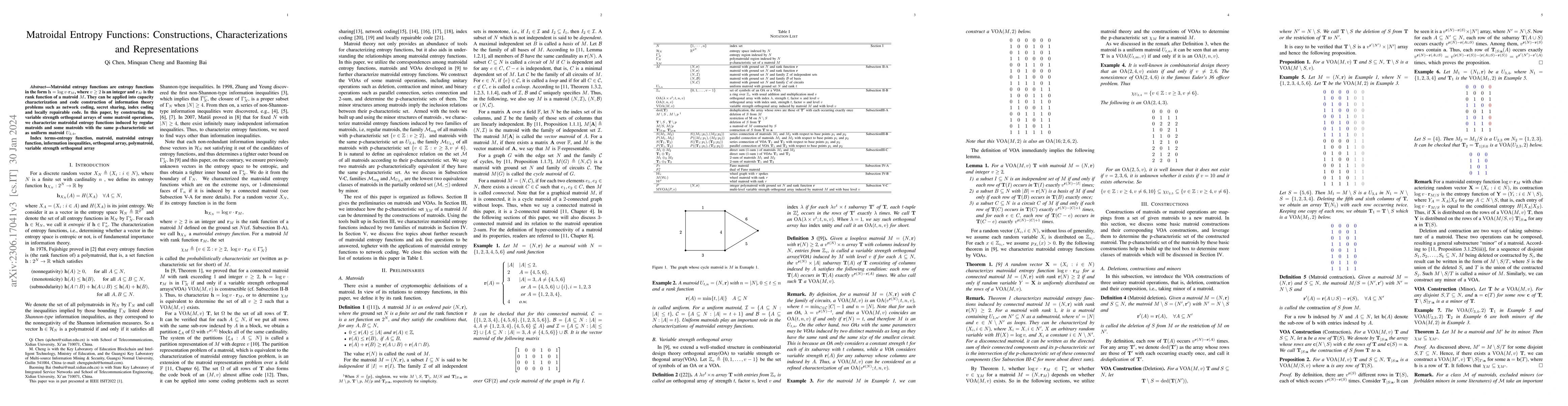 Thumbnail for Matroidal Entropy Functions: Constructions, Characterizations and
  Representations