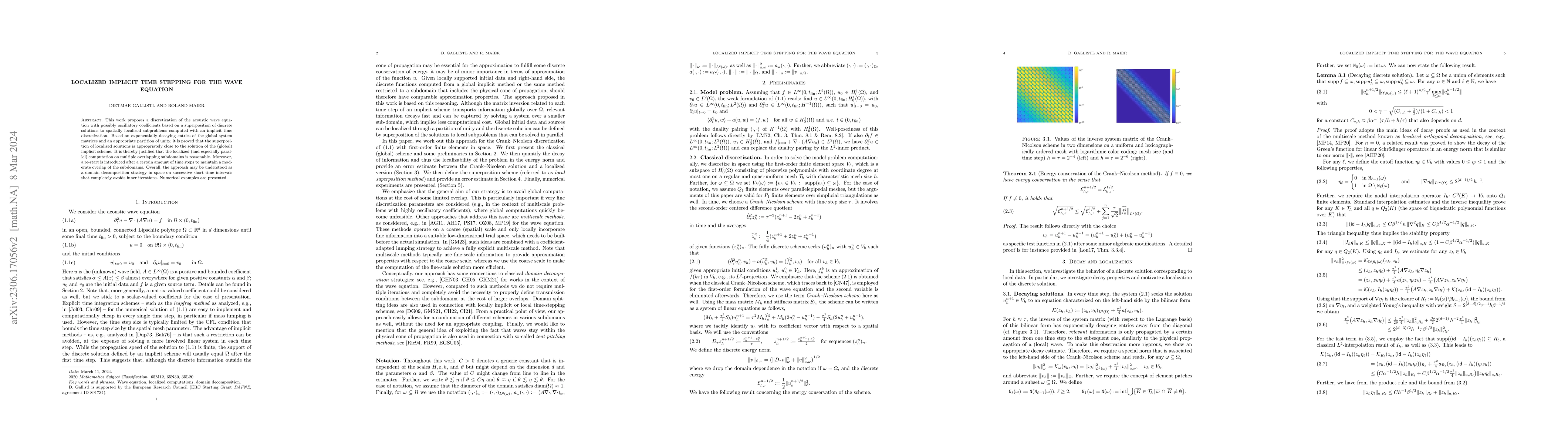 Thumbnail for Localized implicit time stepping for the wave equation