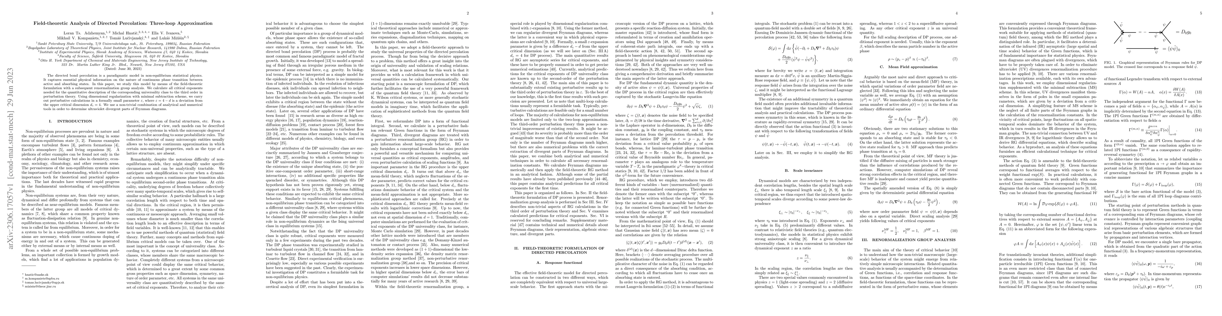 Thumbnail for Field-theoretic analysis of directed percolation: Three-loop
  approximation
