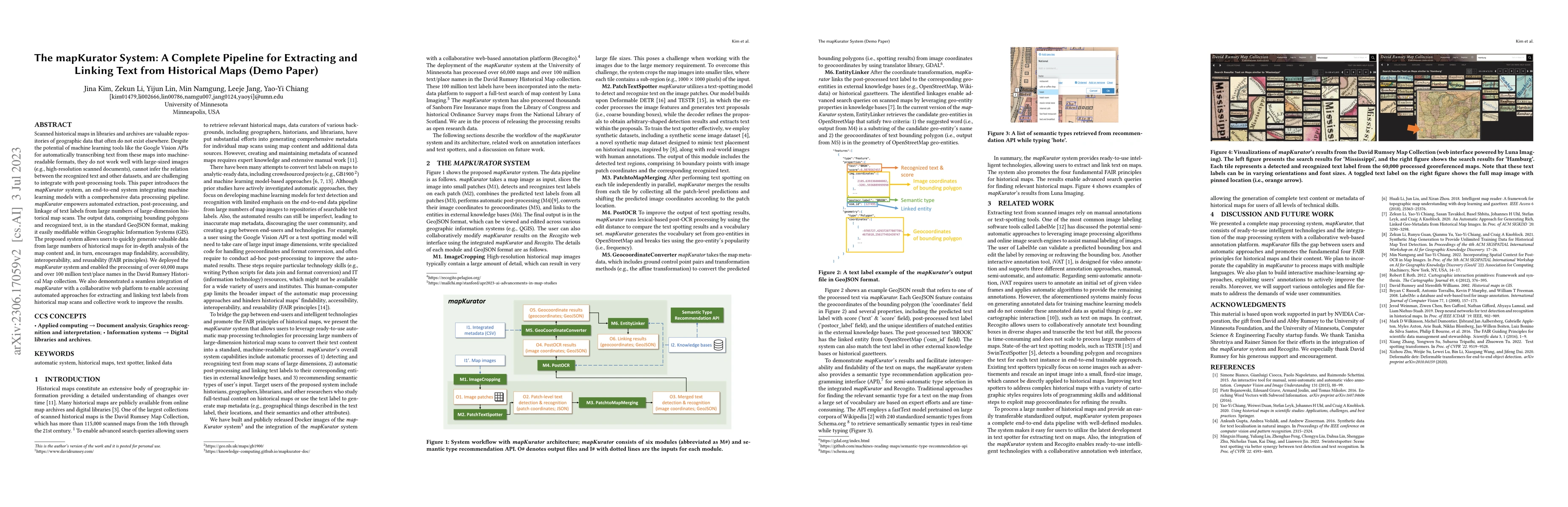 Thumbnail for The mapKurator System: A Complete Pipeline for Extracting and Linking
  Text from Historical Maps