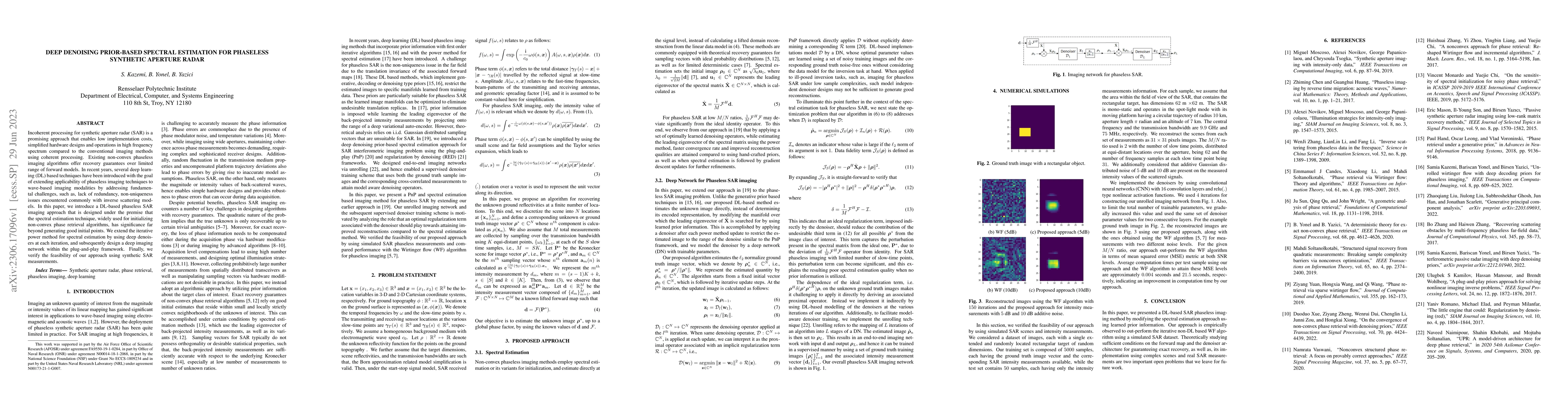 Thumbnail for Deep Denoising Prior-Based Spectral Estimation for Phaseless Synthetic
  Aperture Radar