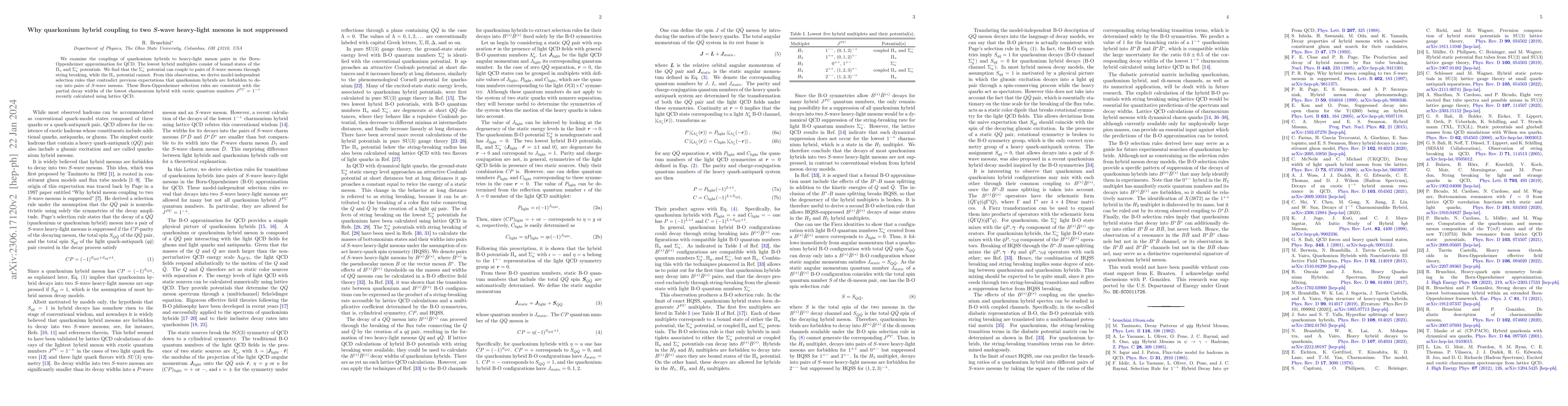 Thumbnail for Why quarkonium hybrid coupling to two S-wave heavy-light mesons is not
  suppressed