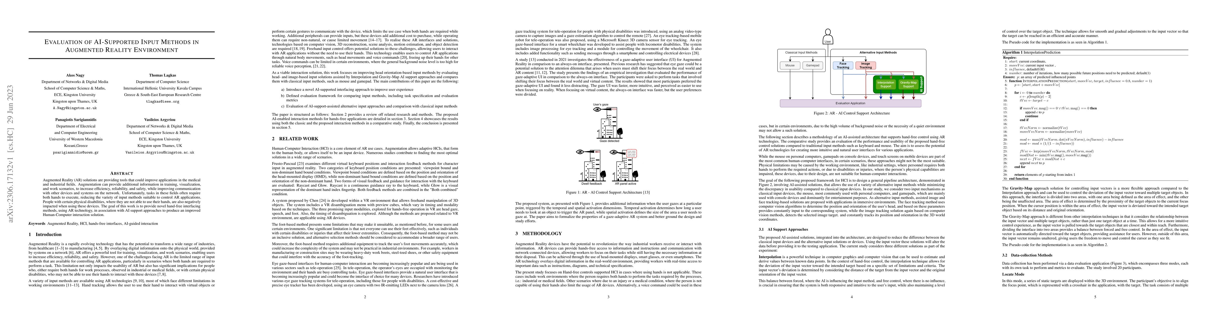 Thumbnail for Evaluation of AI-Supported Input Methods in Augmented Reality
  Environment