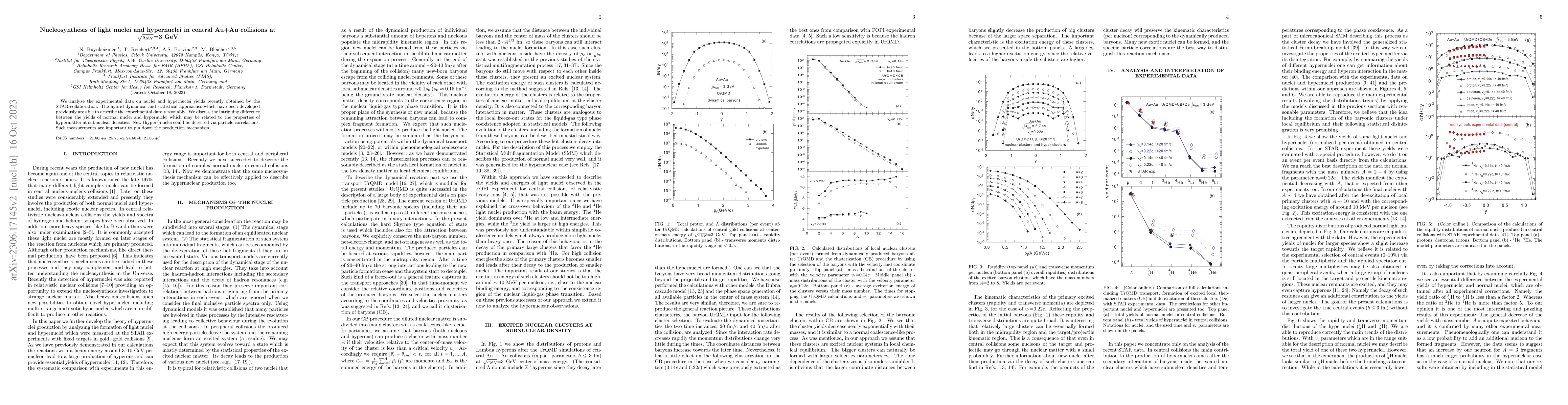 Thumbnail for Nucleosynthesis of light nuclei and hypernuclei in central Au+Au
  collisions at $\sqrt{s_{NN}}$=3 GeV