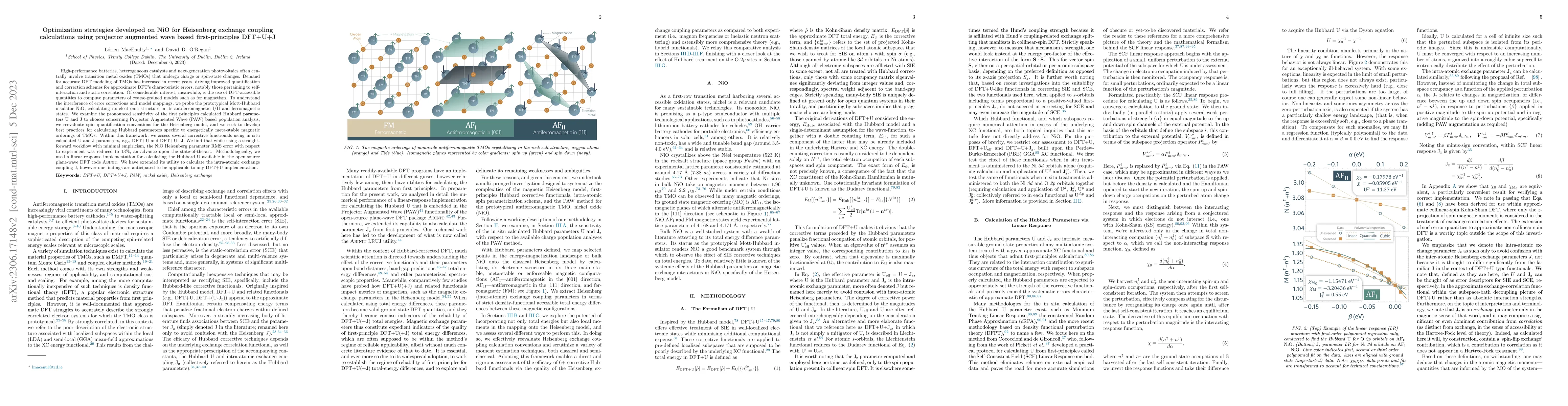 Thumbnail for Optimization strategies developed on NiO for Heisenberg exchange
  coupling calculations using projector augmented wave based first-principles
  DFT+U+J