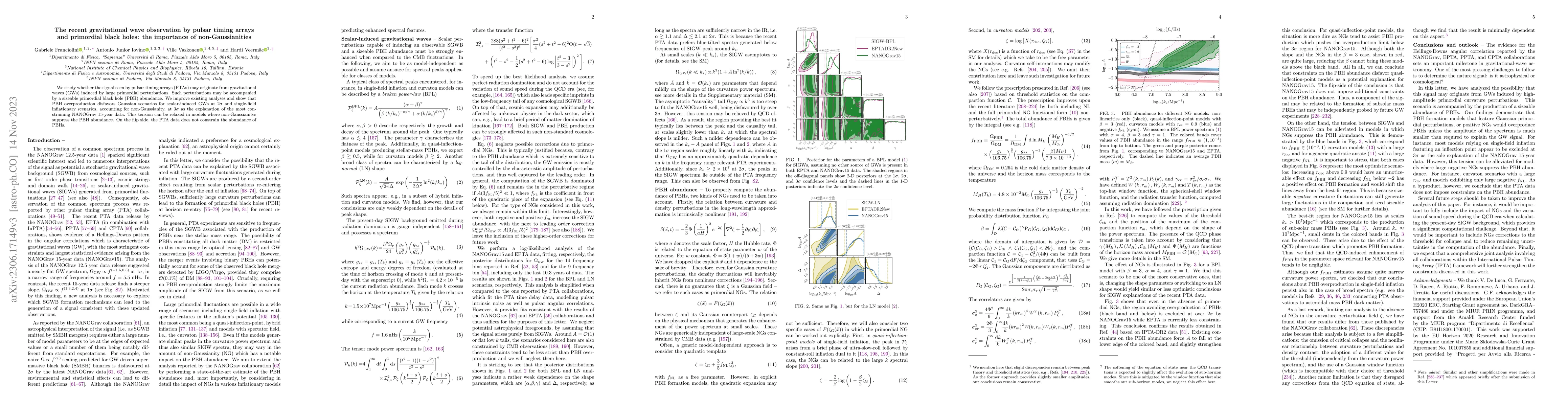 Thumbnail for The recent gravitational wave observation by pulsar timing arrays and
  primordial black holes: the importance of non-gaussianities