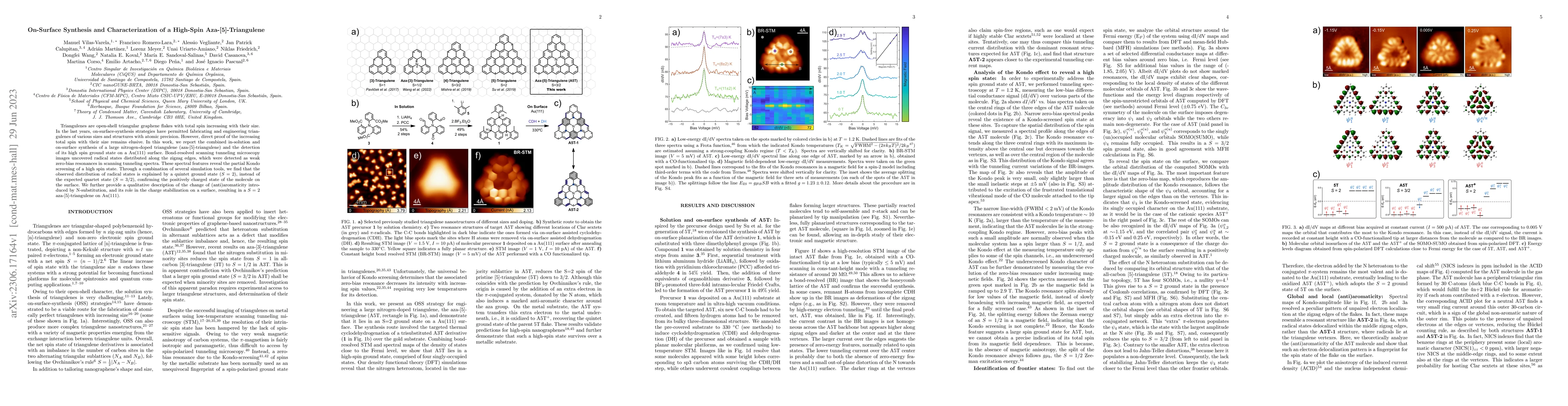 Thumbnail for On-Surface Synthesis and Characterization of a High-Spin
  Aza-[5]-Triangulene