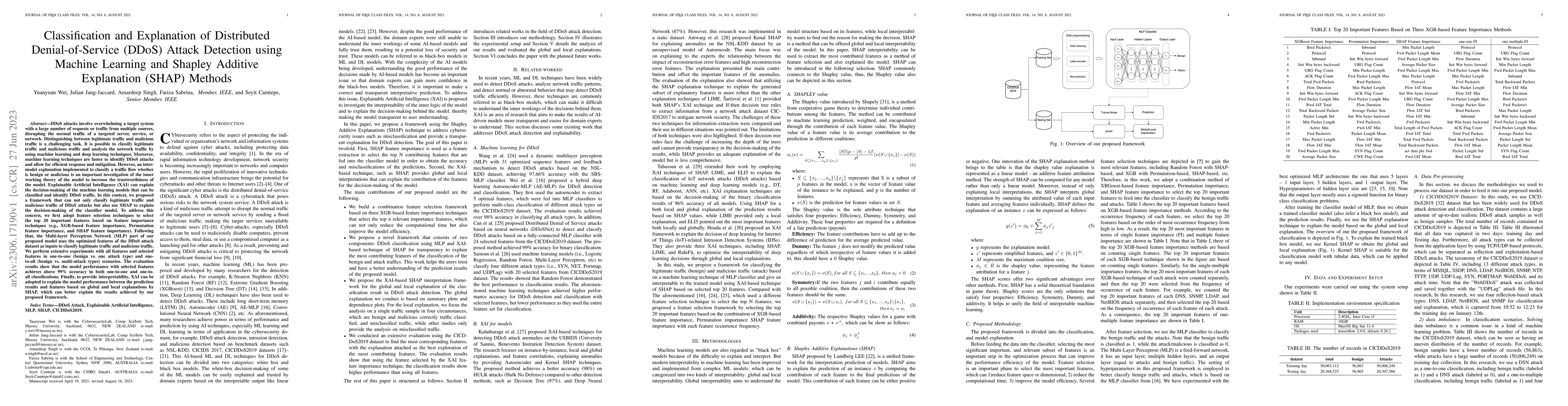 Thumbnail for Classification and Explanation of Distributed Denial-of-Service (DDoS)
  Attack Detection using Machine Learning and Shapley Additive Explanation
  (SHAP) Methods