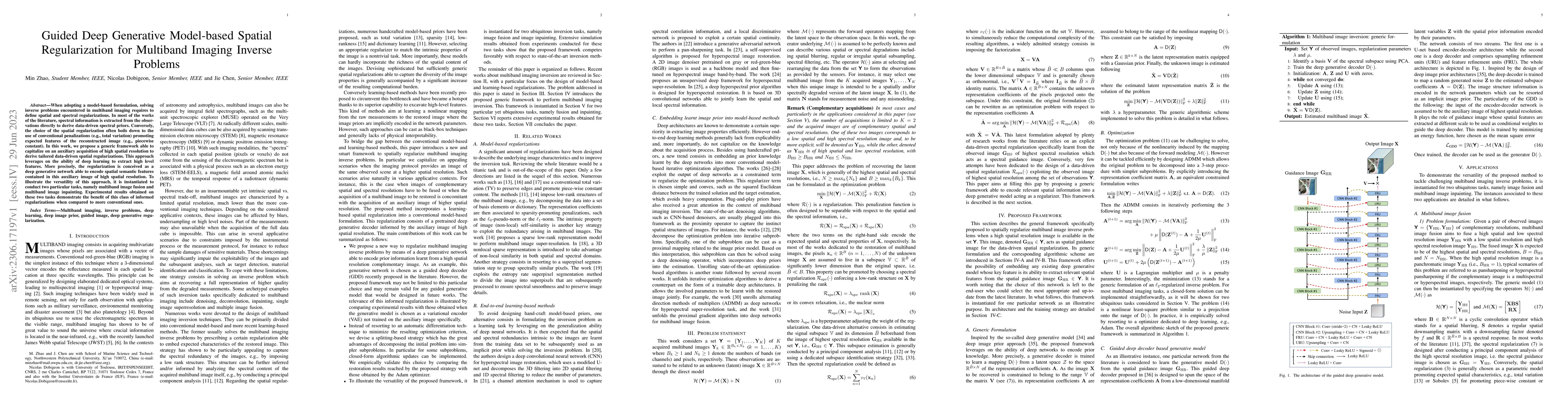 Thumbnail for Guided Deep Generative Model-based Spatial Regularization for Multiband
  Imaging Inverse Problems