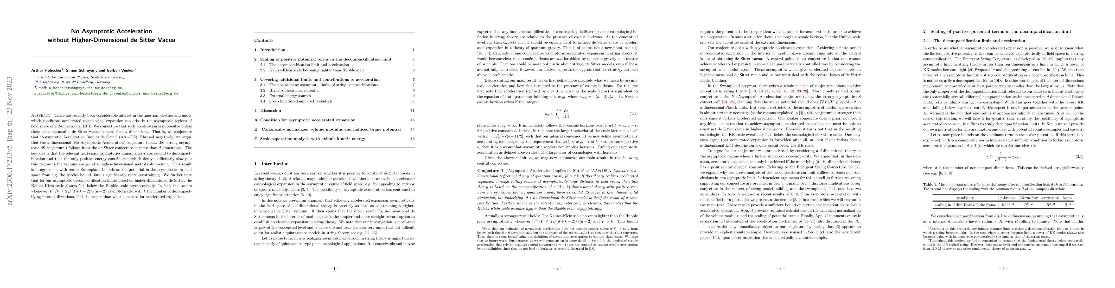 Thumbnail for No Asymptotic Acceleration without Higher-Dimensional de Sitter Vacua