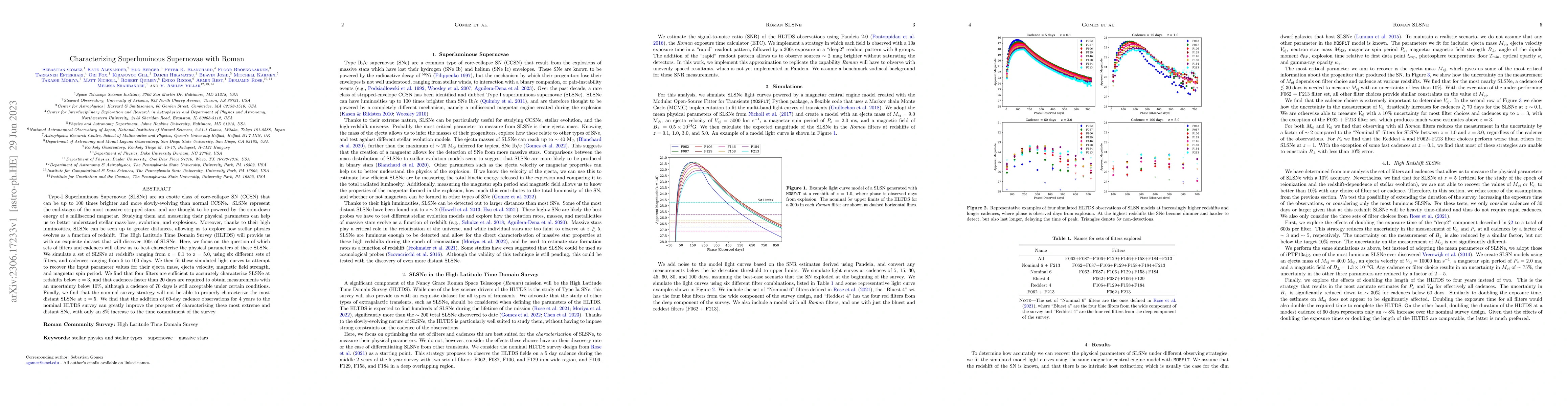 Thumbnail for Roman CCS White Paper: Characterizing Superluminous Supernovae with
  Roman